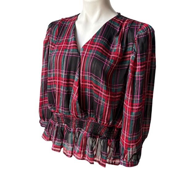 NWT, Riley & Rae Mix and Mingle Wrap Plaid Smock Top, Sz XL - Picture 2 of 15